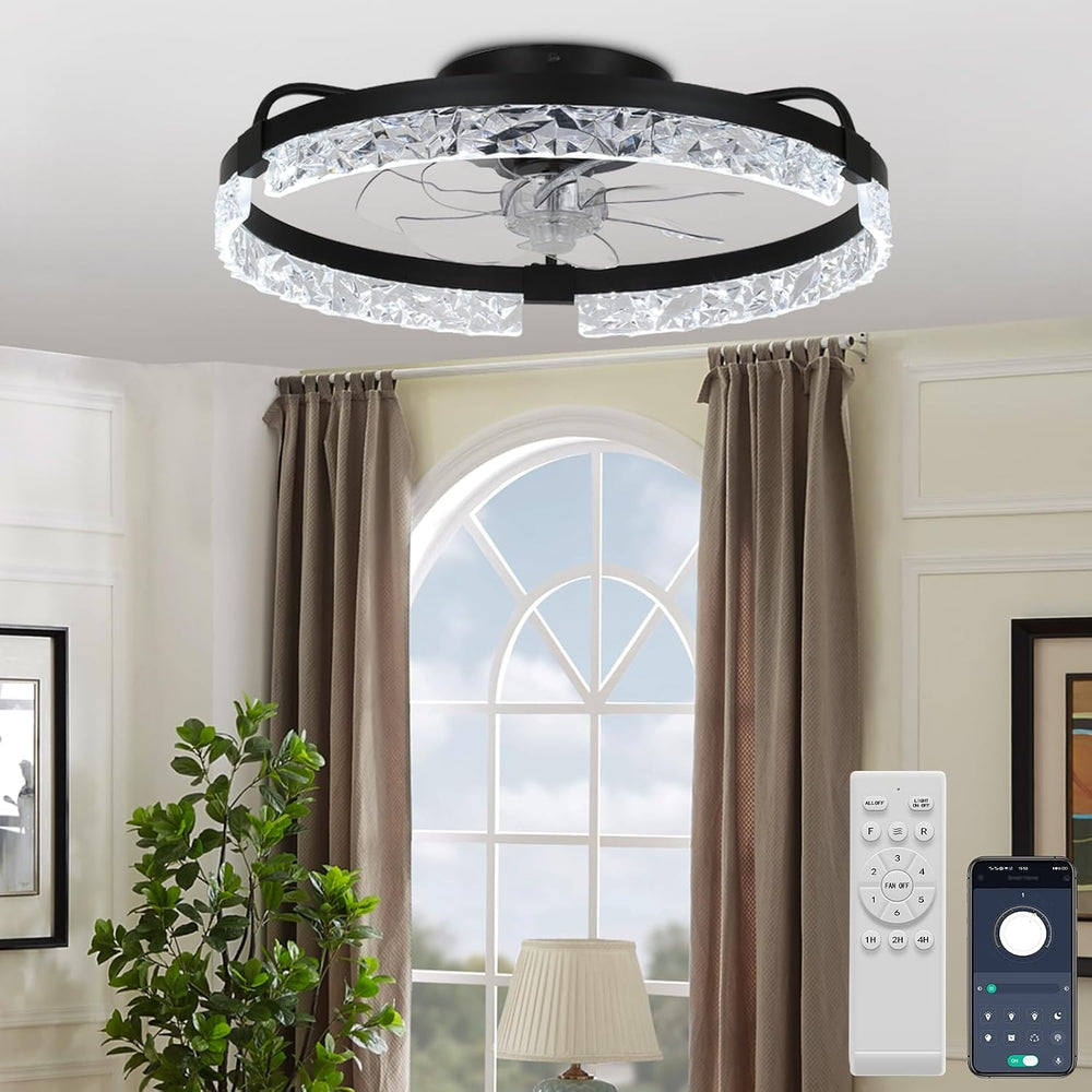 20" Flush Mount Ceiling Fan with LED Lights