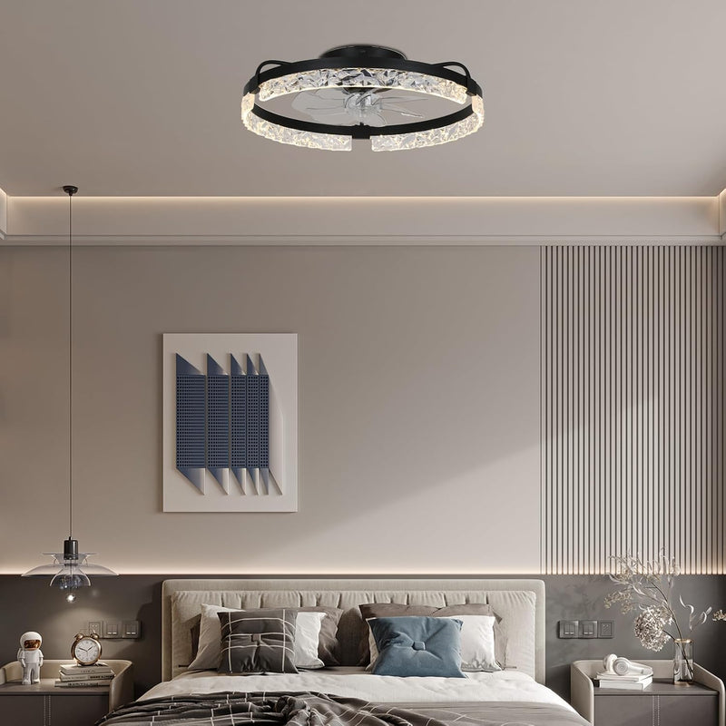 20" Flush Mount Ceiling Fan with LED Lights
