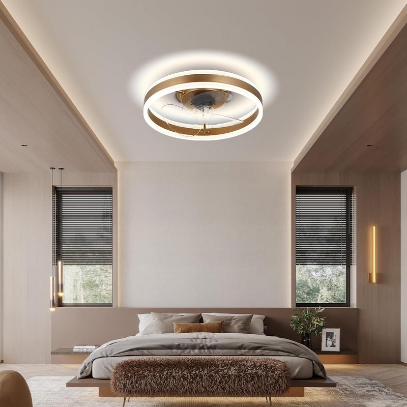 20" Flush Mount Ceiling Fan with LED Lights