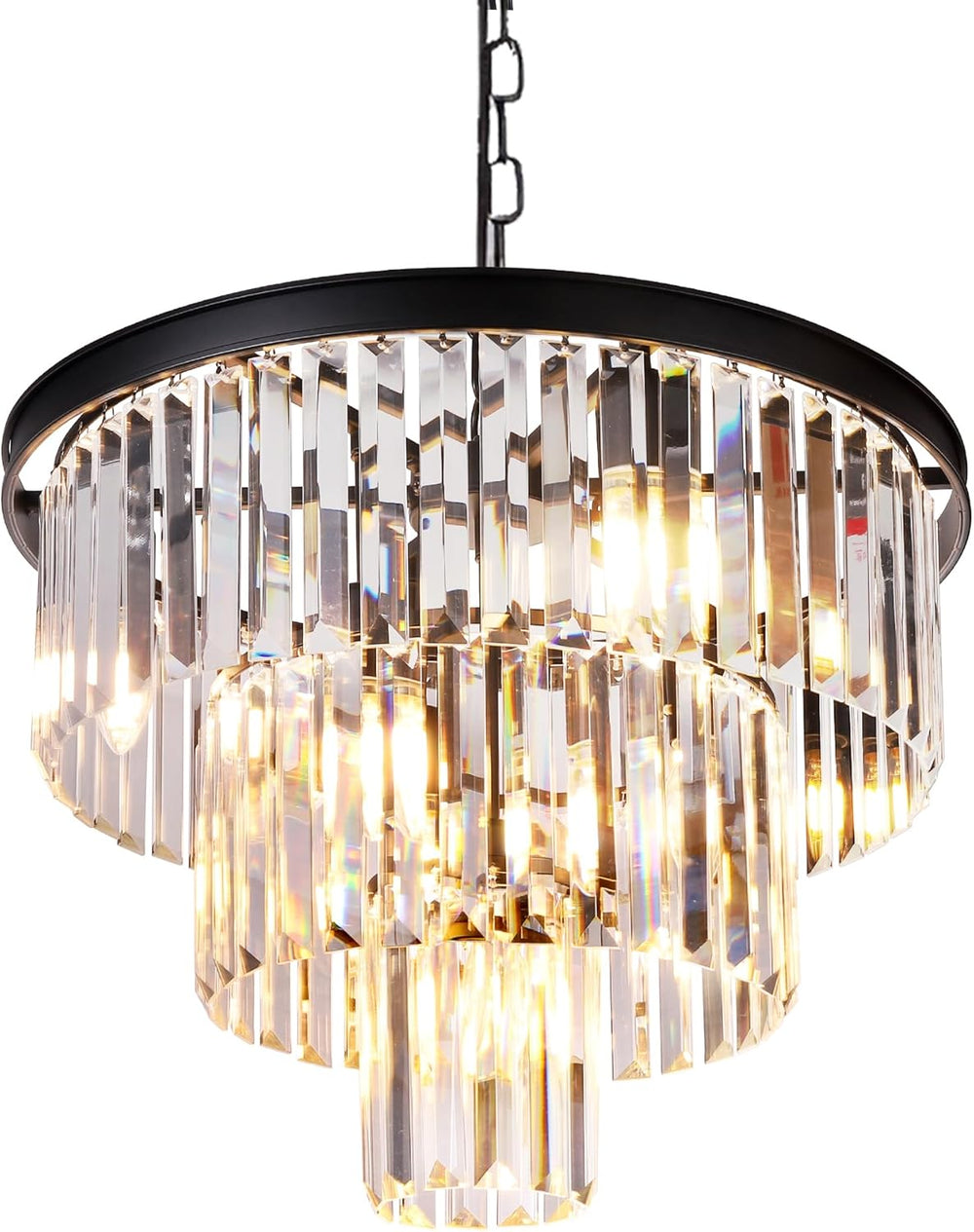 20 Inch Crystal Chandelier 3-Tier Contemporary Modern Bathroom