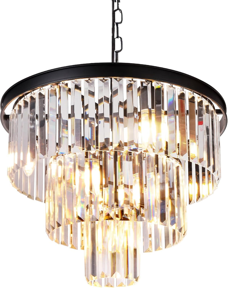 20 Inch Crystal Chandelier 3-Tier Contemporary Modern Bathroom