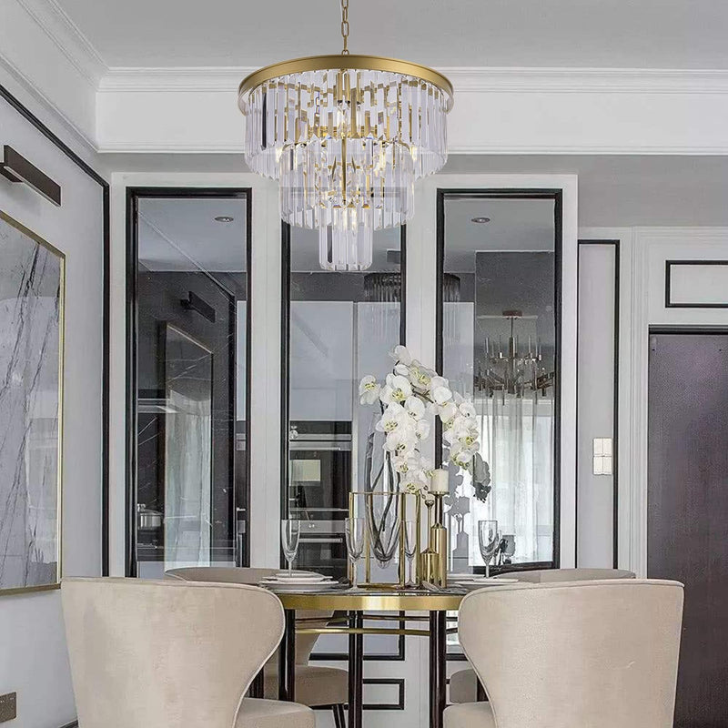 20 Inch Crystal Chandelier 3-Tier Contemporary Modern Bathroom