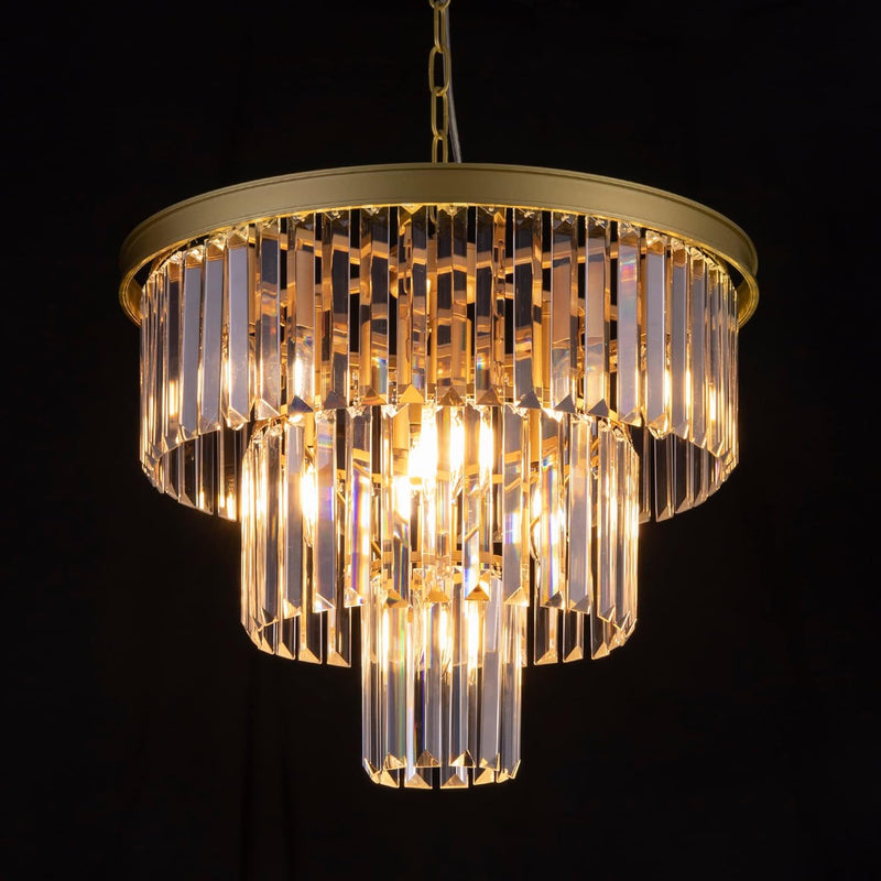 20 Inch Crystal Chandelier 3-Tier Contemporary Modern Bathroom