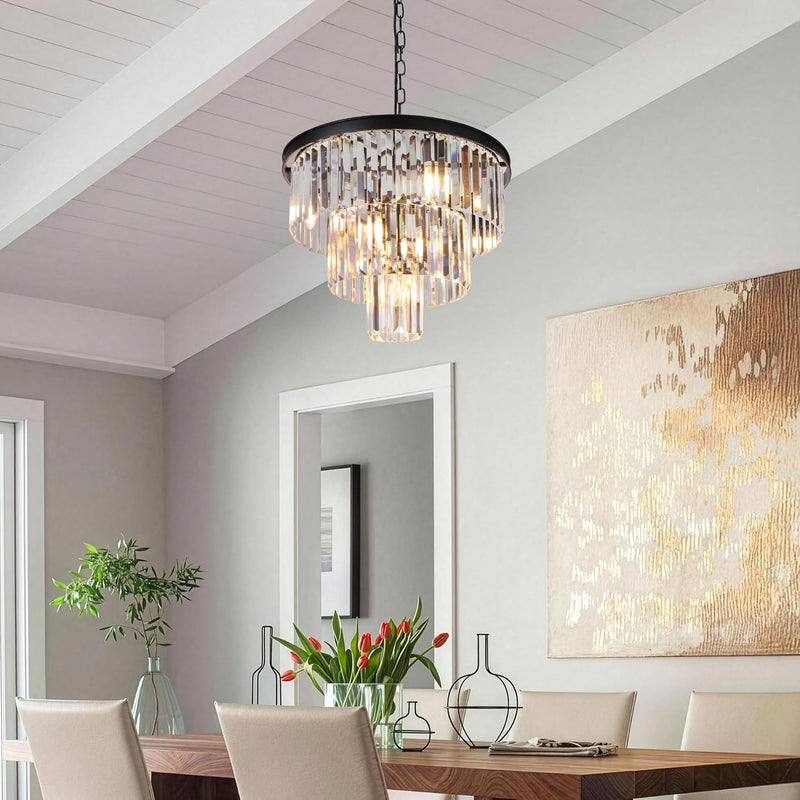 20 Inch Crystal Chandelier 3-Tier Contemporary Modern Bathroom