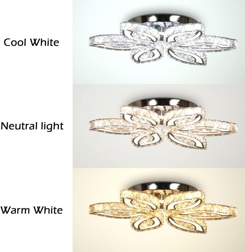 20-Inch Dimmable Flower Crystal LED Flush Mount Ceiling
