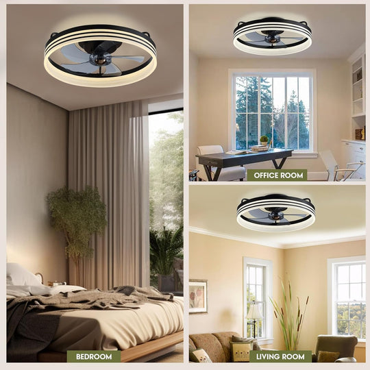 20" Modern Ceiling Fan with Light 6 Speeds