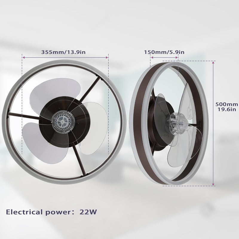20" Flush Mount Ceiling Fan with LED Lights