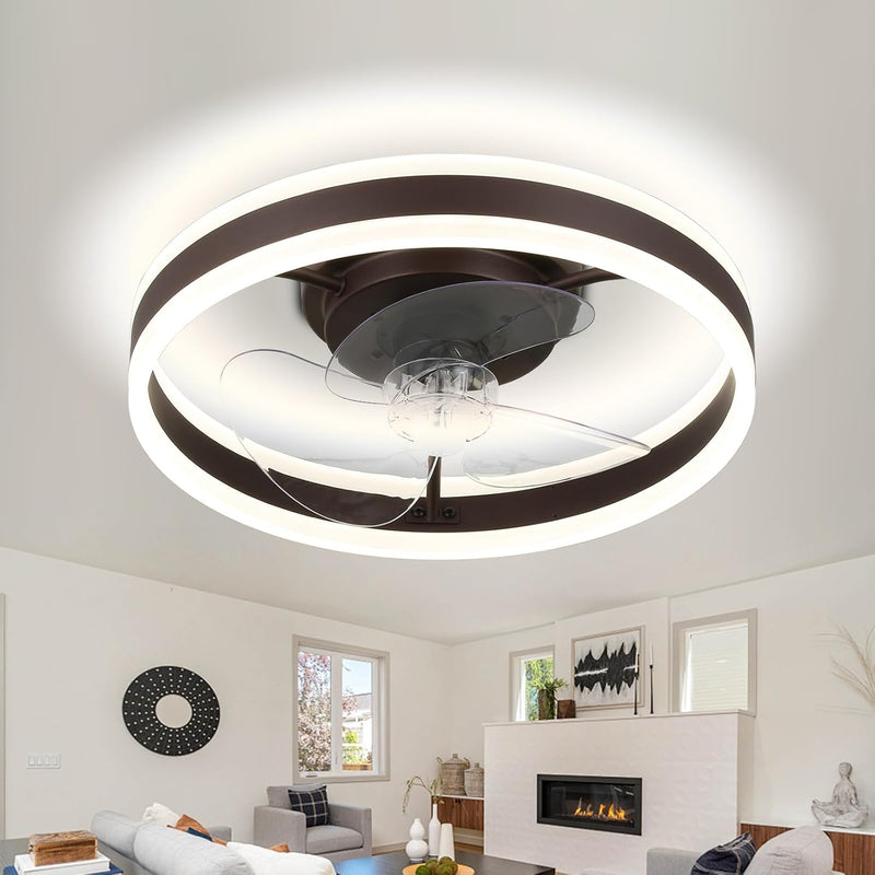 20" Flush Mount Ceiling Fan with LED Lights