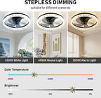20" Flush Mount Ceiling Fan with LED Lights