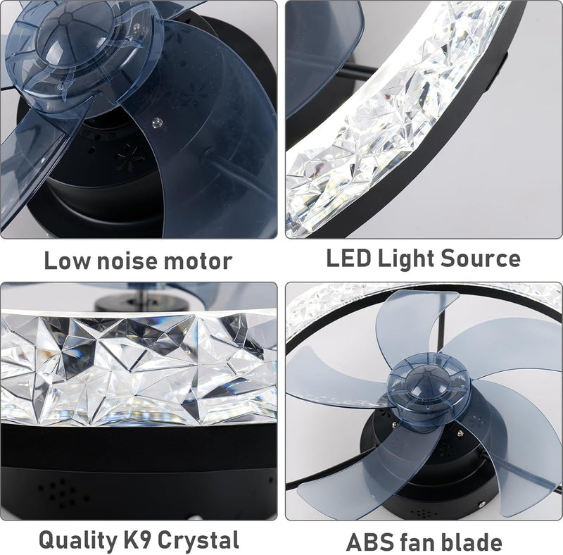 20" Flush Mount Ceiling Fan with LED Lights