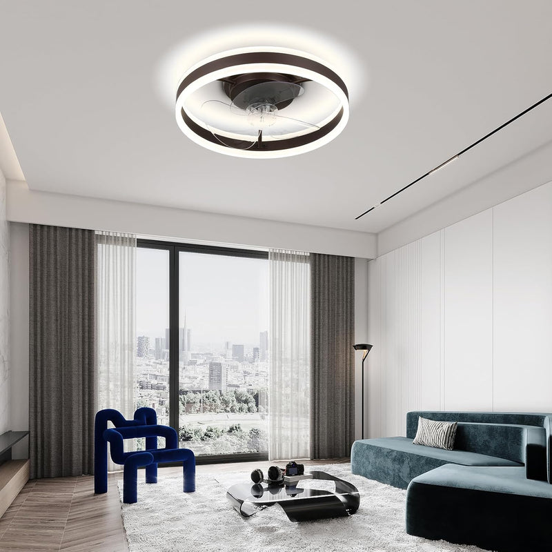 20" Flush Mount Ceiling Fan with LED Lights