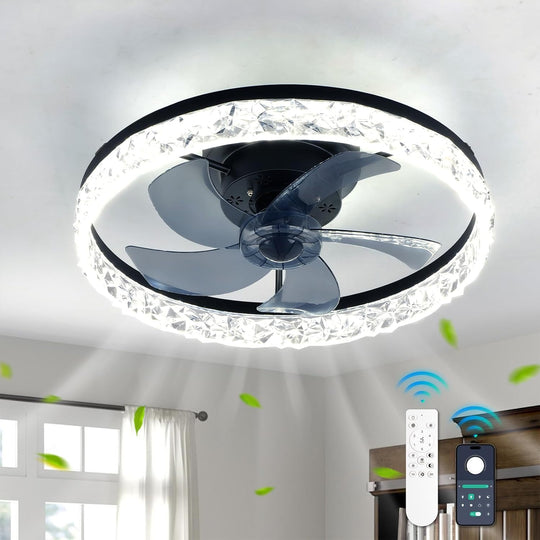 20" Flush Mount Ceiling Fan with LED Lights