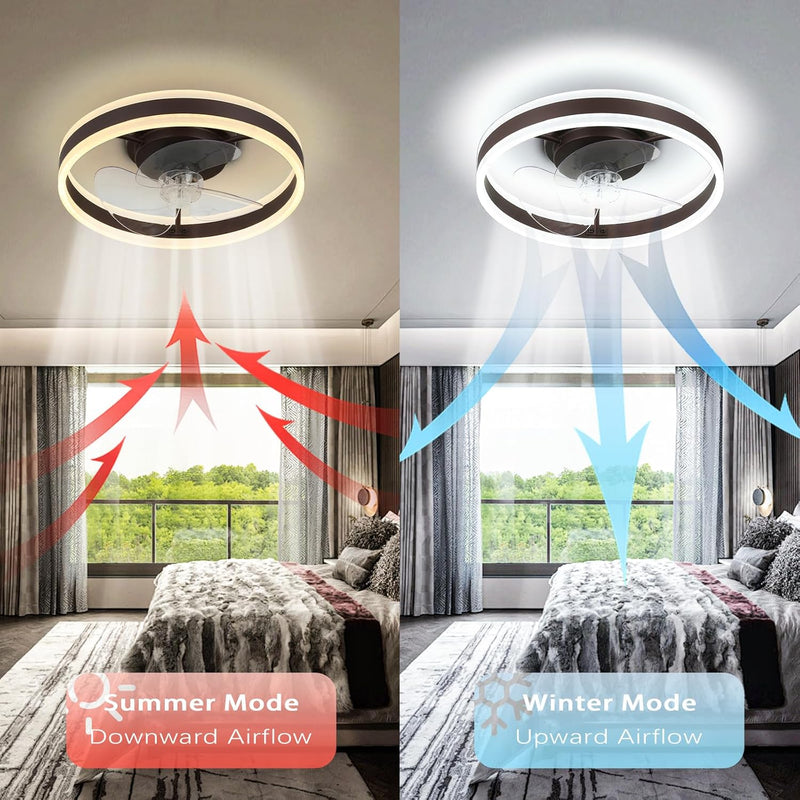 20" Flush Mount Ceiling Fan with LED Lights