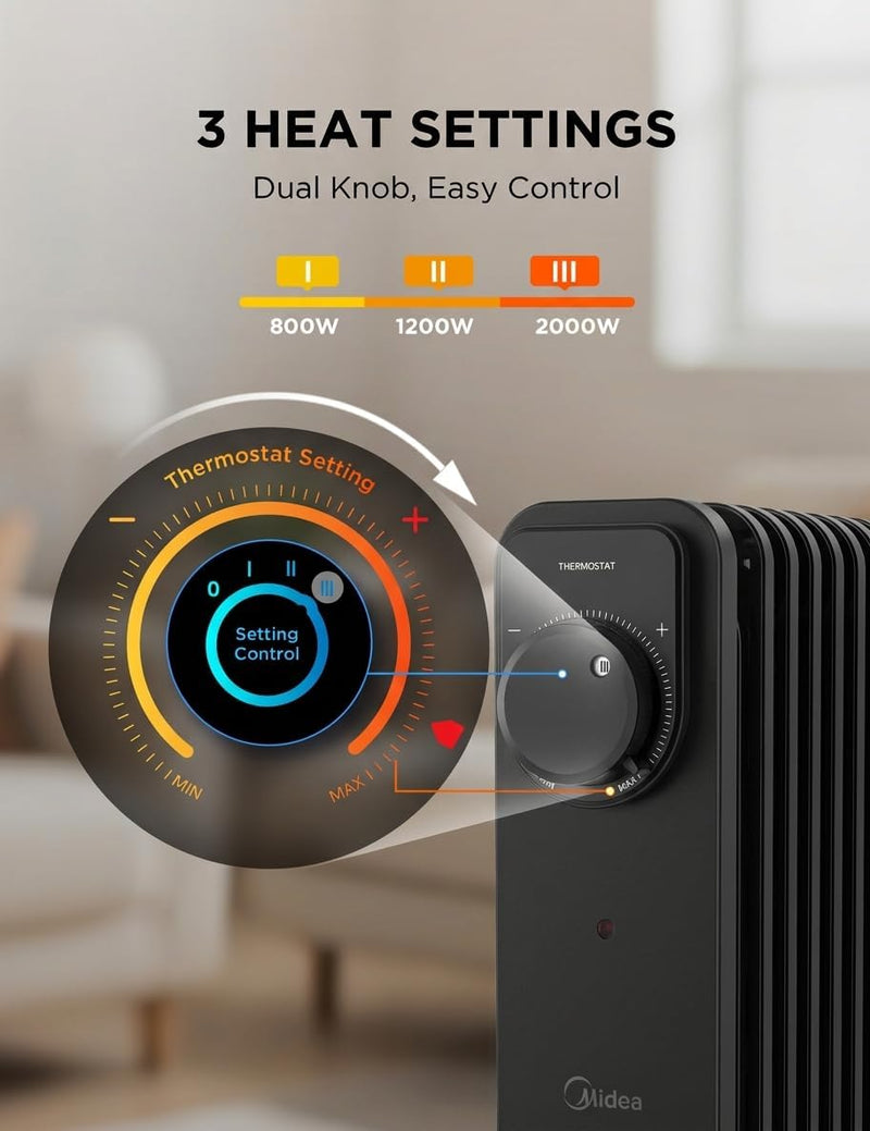 2000W Electric Heater Thermostat Remote 3 Modes 24h