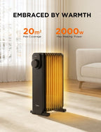 2000W Electric Heater Thermostat Remote 3 Modes 24h