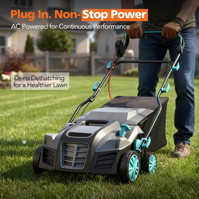 2000W Electric Lawn Scarifier and Aerator Heavy-Duty 2-In-1