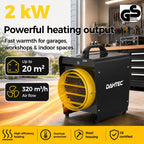 2000W Fan Heater with Thermostat for Bathroom Garage