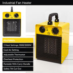 2000W Industrial Fan Heater Adjustable Thermostatic Control Cool