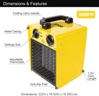 2000W Industrial Fan Heater Adjustable Thermostatic Control Cool