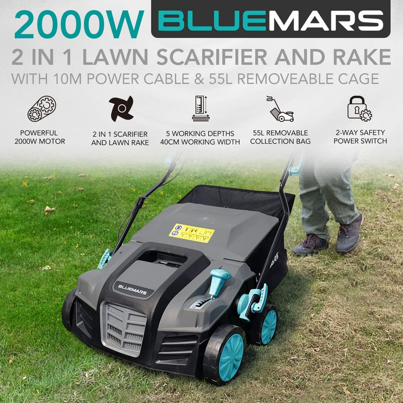 2000W Lawn Scarifier and Aerator 40CM Working Width