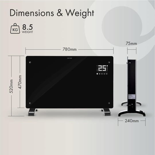 2000W Smart Electric Glass Panel Heater Wall Mounted