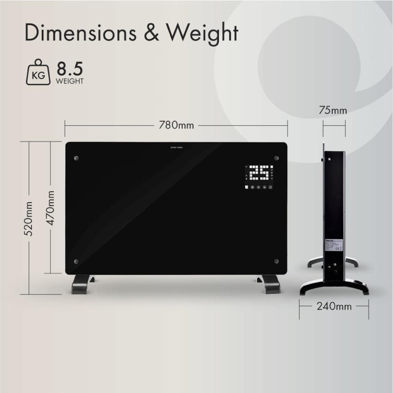 2000W Smart Electric Glass Panel Heater Wall Mounted
