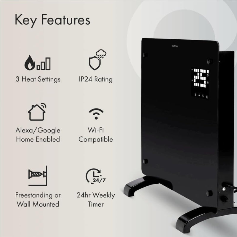 2000W Smart Electric Glass Panel Heater Wall Mounted