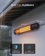 2000W Waterproof Outdoor Halogen Infrared Patio Heater