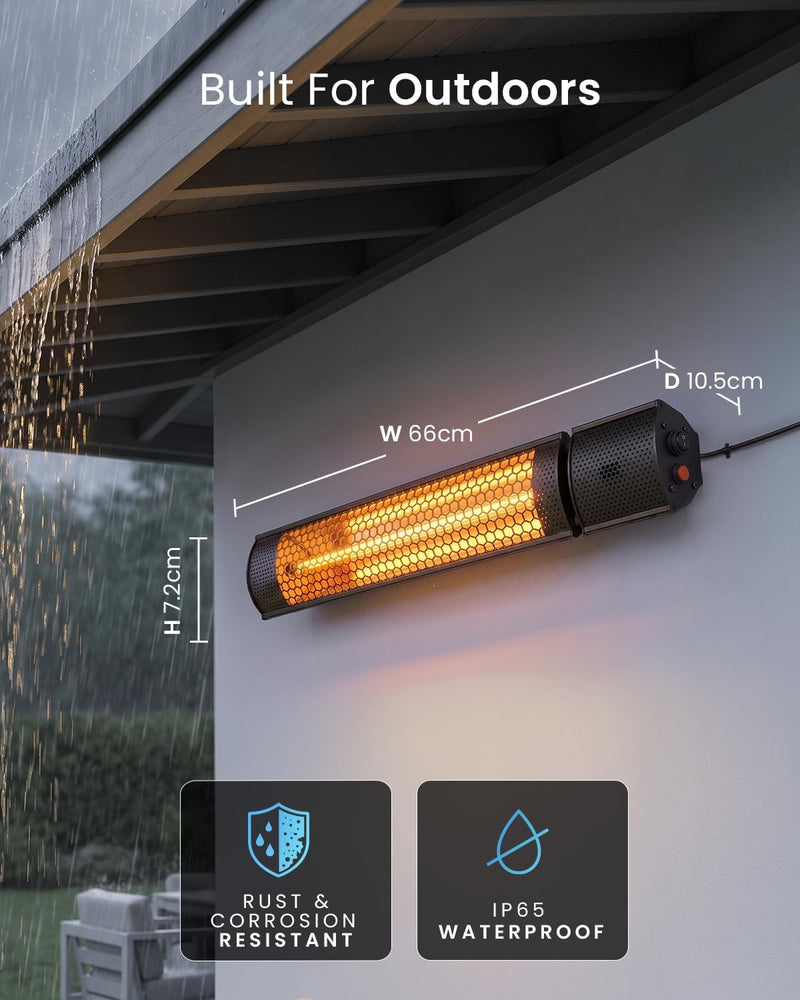 2000W Waterproof Outdoor Halogen Infrared Patio Heater