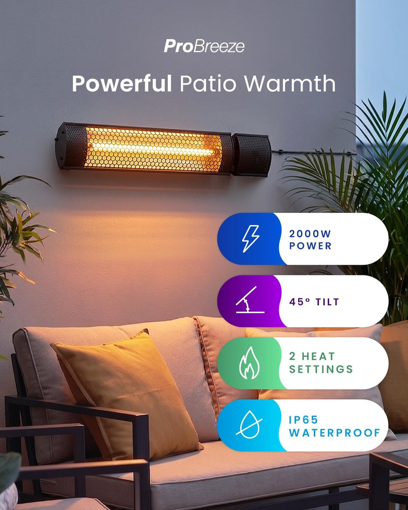 2000W Waterproof Outdoor Halogen Infrared Patio Heater