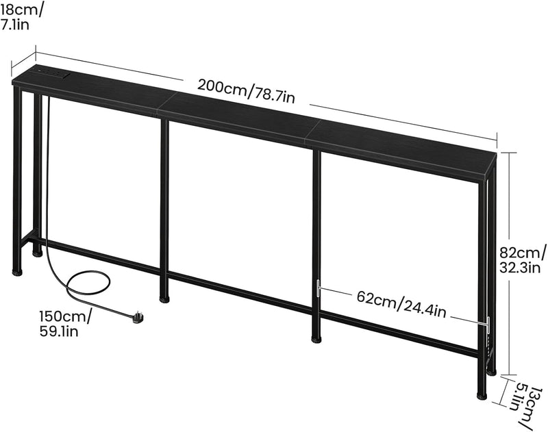 200CM Narrow Console Table with Power Outlet