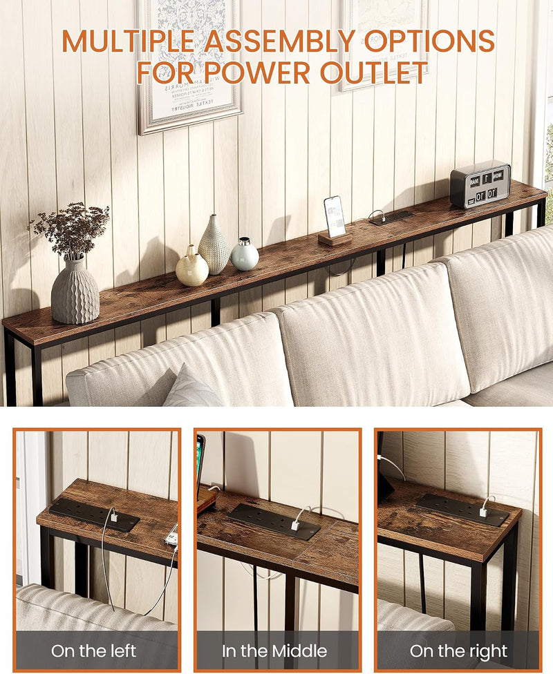 200CM Narrow Console Table with Power Outlet