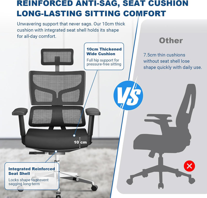 200KG 440lbs Heavy Duty Ergonomic Office Chair Big