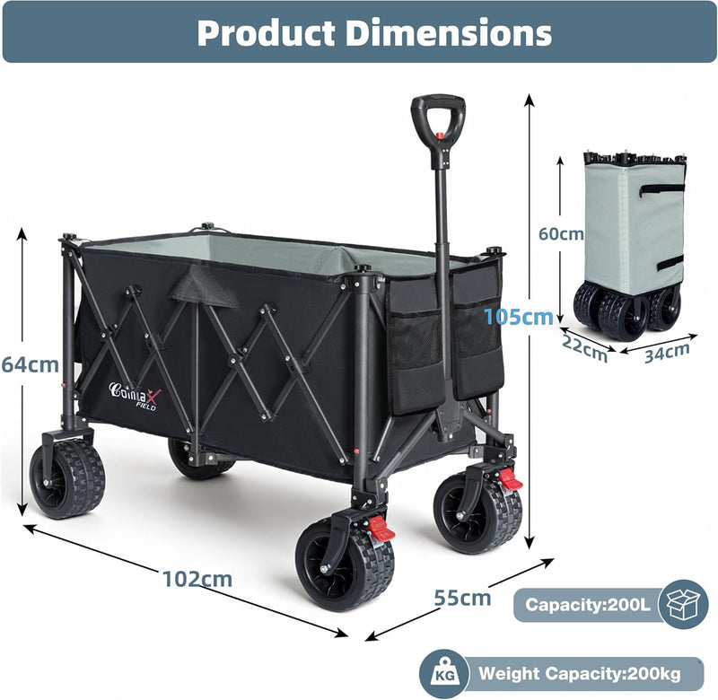 Festival Trolley on Wheels 200L 200KG Camping Adjustable