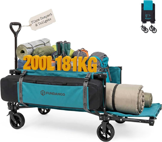 200L Folding Festival Trolley with Tailgate and All-Terrain