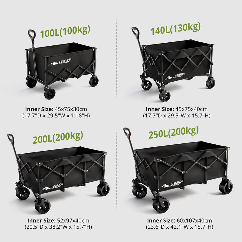 200L Folding Trolley Heavy Duty Collapsible Garden Handcart