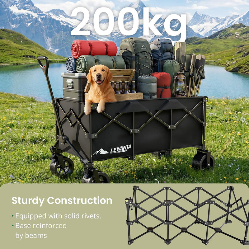 200L Folding Trolley Heavy Duty Collapsible Garden Handcart