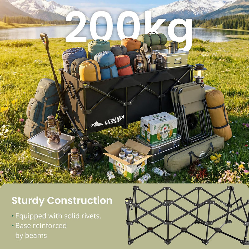 200L Folding Trolley Heavy Duty Collapsible Garden Handcart