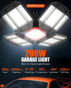 200W LED Garage Light 20000lm 6500K Deformable Ceiling (1 Pack)