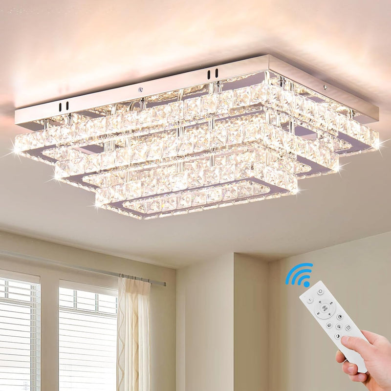 20in Dimmable Crystal LED Ceiling Light Remote