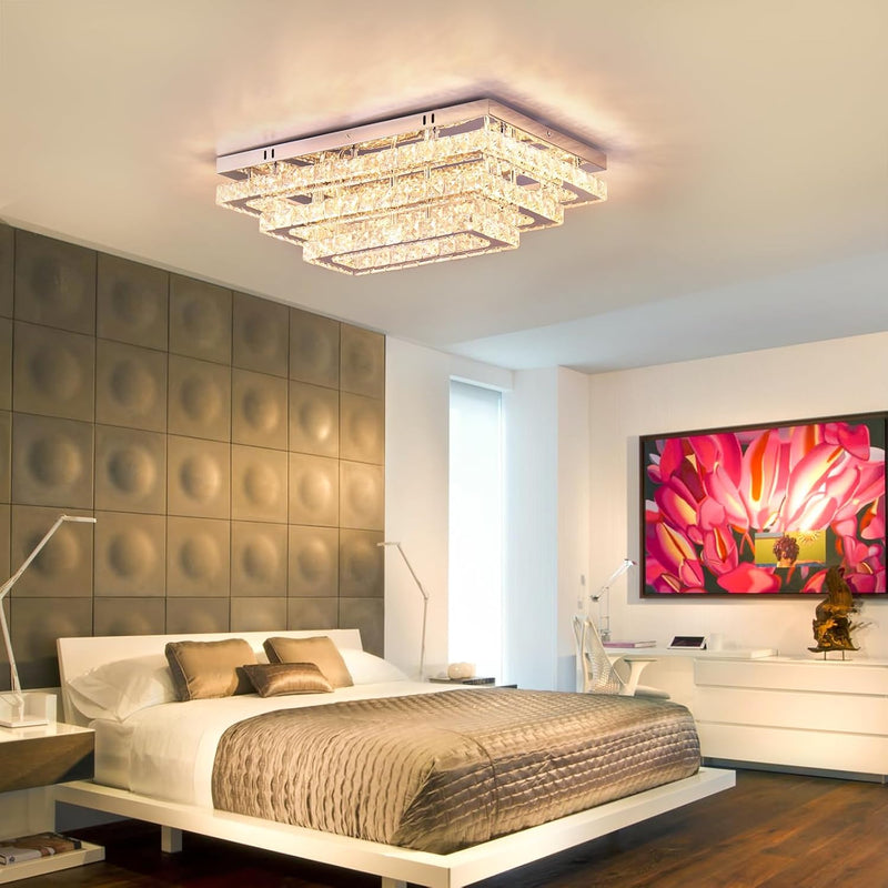 20in Dimmable Crystal LED Ceiling Light Remote