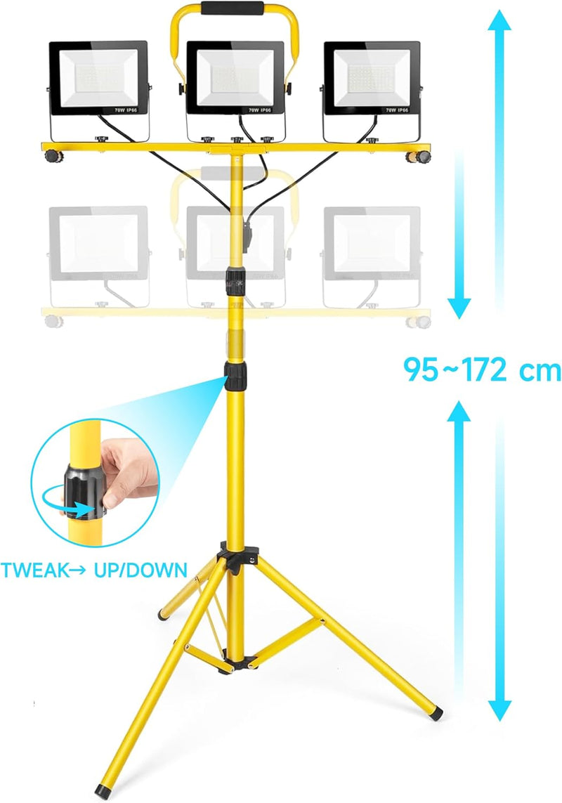 Waterproof 210W LED Work Light 20000lm 3-Head