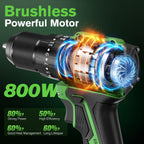 21V Brushless Cordless Combi Drill Set 2x2.0ah Hammer