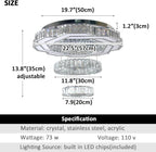22.5" Flower Crystal Chandelier LED Ceiling Light Cool