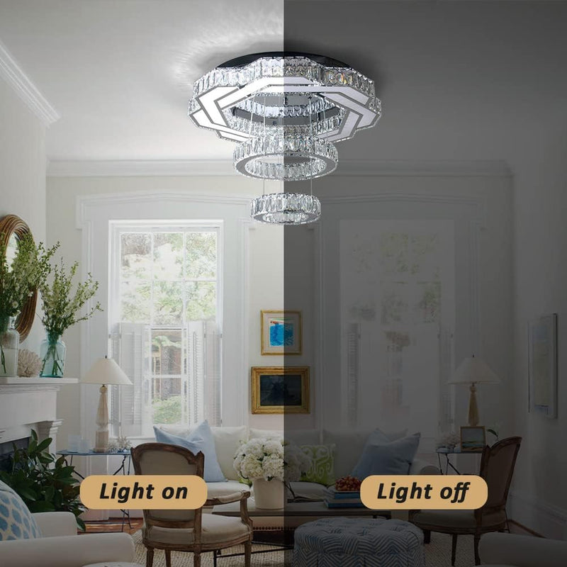 22.5" Flower Crystal Chandelier LED Ceiling Light Cool