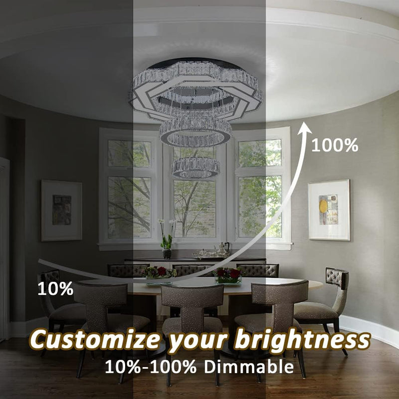 22.5" Flower Crystal Chandelier LED Ceiling Light Cool
