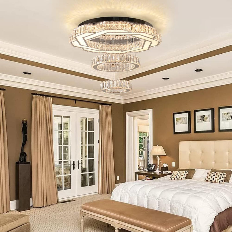 22.5" Flower Crystal Chandelier LED Ceiling Light Cool