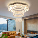 22.5" Flower Crystal Chandelier LED Ceiling Light Cool
