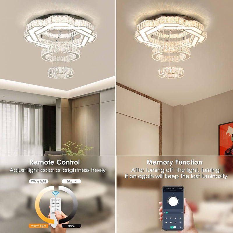 22.5" Flower Crystal Chandelier LED Ceiling Light Cool