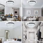 22" Dimmable Square Crystal Ceiling Light LED Flush